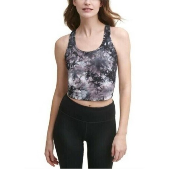Calvin Klein Tie Dyed Cropped Racerback Top Large - Picture 1 of 13